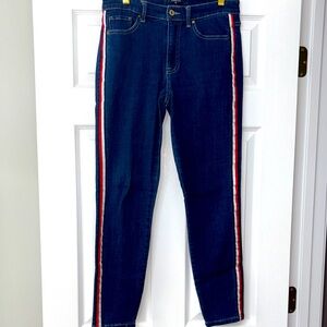Tommy Hilfiger Blue Jeans with Red and White Stripes